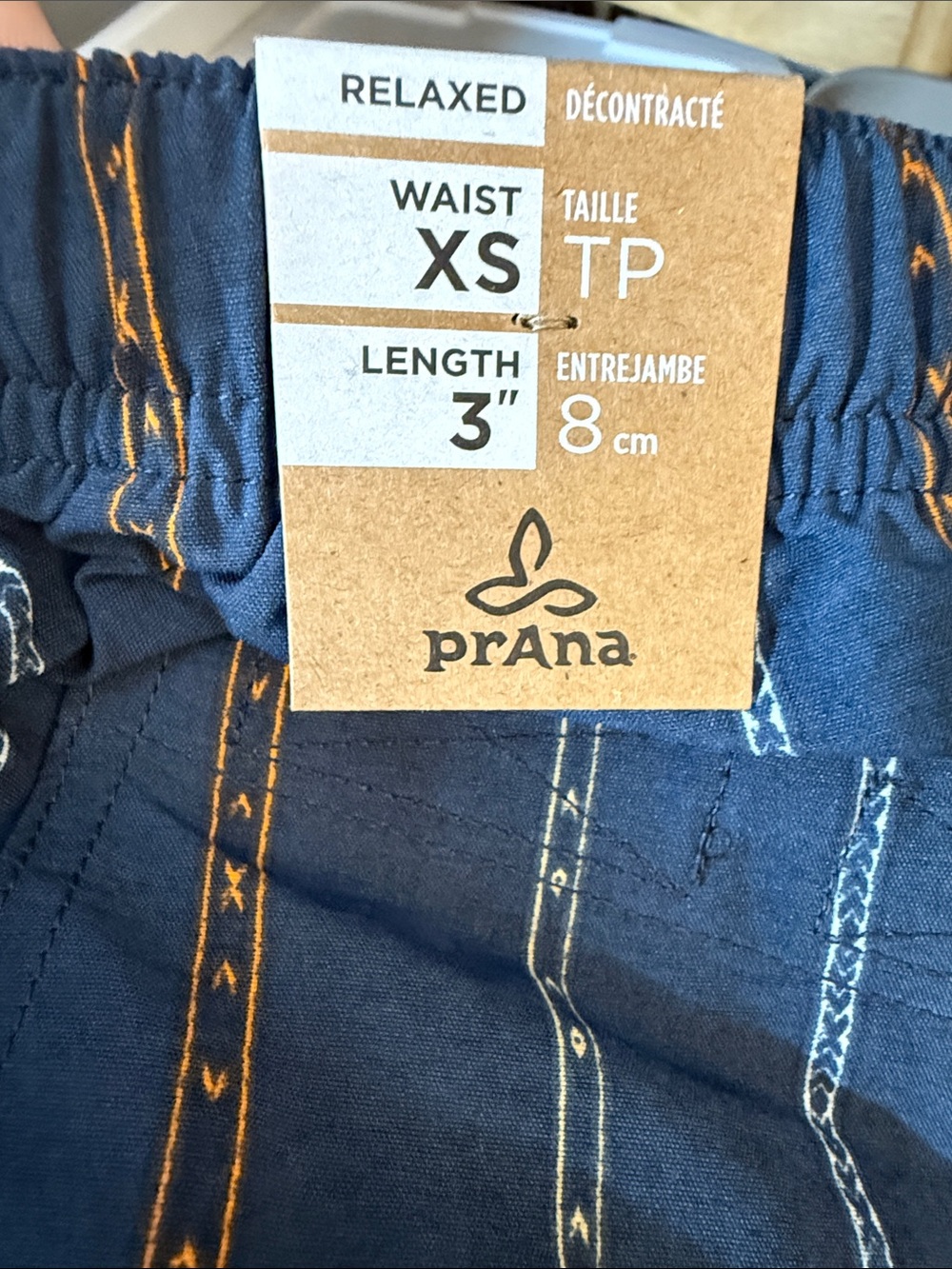 Men's Prana Shorts size XS Indio Heritage Shorts Aztec Print Blue 5' Inseam - Picture 12 of 14